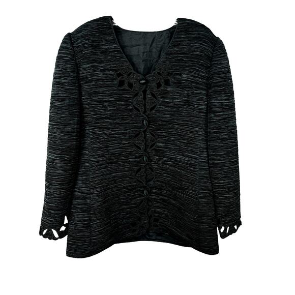 Vintage Mary Mcfadden 1980's Cut Out Button Front Blazer Evening Jacket - Picture 11 of 12